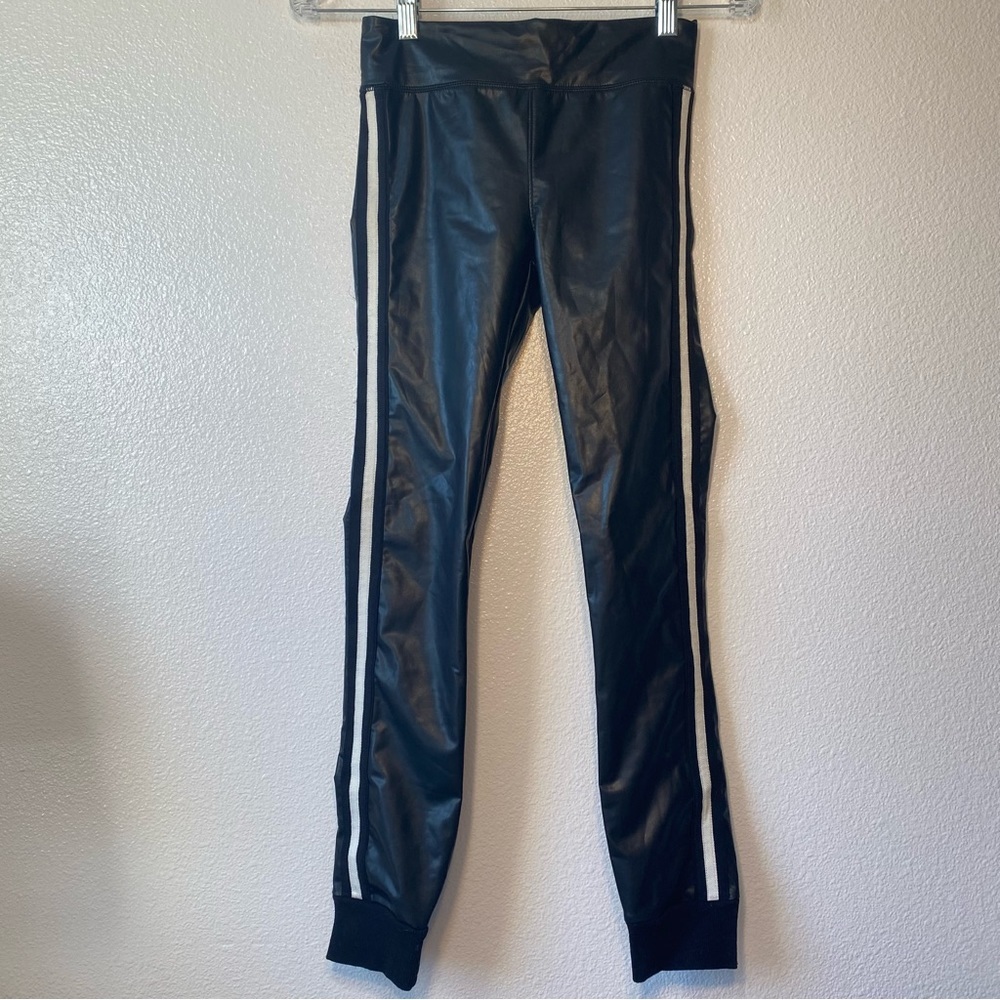 David Lerner Black Faux Leather Jogger Leggings Women's XS